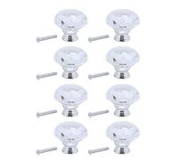 Tissting Diamond Cabinet Knob 8Pcs, Crystal Drawer Pull 40mm Diamond Shape Handle for Kitchen Bathroom Cupboard Furniture