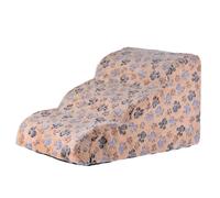 Tissting Dog Stairs 3-Tier Pet Ramp With Corduroy Cover 60cm/23.62in For Small Dogs Cats - Non Slip Indoor Steps For Bed Couch Elderly Pets Portable Lightweight Design (Yellow)