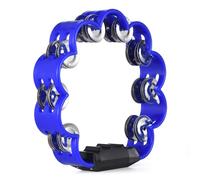 Tissting Double Jingles Tambourine Blue Ergonomic Handle for Clear Loud Tone - Metal Hand Held Percussion Instrument for Kids Adults KTV Party 25cm/9.8in Lightweight Durable ABS Stainless Steel
