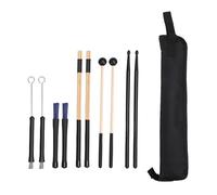 Tissting Drumstick Set 5 Pairs with Storage Bag for Practice and Performance - Complete Set of Mallets, Sticks, Nylon & Wire Brushes for Drummers, Music Enthusiasts and Beginners