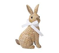 Tissting Easter Rabbit Decorative, Resin Rattan Effect Bunny Statue Easter Party Table Decoration Indoor Home Decor (Brown-Sitting posture)