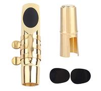 Tissting Eb Alto Saxophone Sax Mouthpiece 8C with Cap and Pads, Brass Saxophone Accessory for Saxophone Players, Jazz