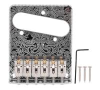 Tissting Electric Guitar Bridge 6 Saddle Vintage Brass 52.5mm - For Squier Style TL Electric Guitars, Includes Mounting Screws and Hex Wrench for Easy Installation (Silver)