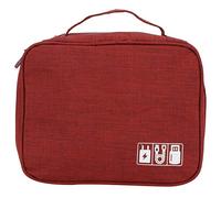 Tissting Electronic Storage Bag Red Organizer Case for Power Bank Chargers Cables USB Drive - Versatile Travel Bag with Multiple Compartments Ideal for Office and On-the-Go Use 20cm/7.87in