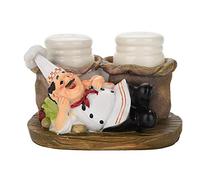 Tissting Fat Chef Kitchen Décor Salt and Pepper Shaker Sets French Country Chef Decorative Statue Spice Organizer with Holder Figurine Gift for Family,Kitchen,Restaurant, Cafe,Bakery(#C)