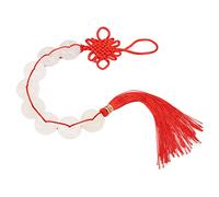 Tissting Feng Shui Hanging Ornament Tassel, Lucky Chinese Knot Charms Decorative White Jade Tassel Pendant for Car, Furniture, Office, Door, Bag, Blessing Gifts, Home Decoration (43.5cm / 17.1in)