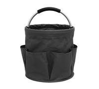 Tissting Garden Tote Bag with 6 Pockets, Heavy Duty 600D Oxford Cloth Garden Tool Organizer Bag 17L Collapsible Harvest Basket Standable Water for Garden, Picnic, Shoppin (Black)