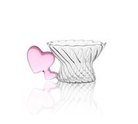 Tissting Glass Coffee Mug 250ml Espresso Tea Cups with Pink Heart Shaped Handle - Personalised Gifts for Women Unique Valentine's Mother's Day Christmas Birthday Gifts