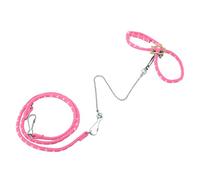Tissting Hamster Harness, Adjustable Cotton Rope & Metal Chain Training Lead Leash with Finder Bell for Small Pets (Pink)