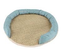 Tissting Hand Woven Cat Cool Rattan Pad Breathable Soft Dog Cooling Mat Pet Cooling Mat Summer Breathable Soft Comfortable Cat Cooling Mat for Indoor (Green)