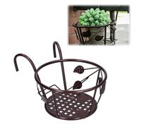Tissting Hanging Flower Pot Rack, Round Iron Plant Holder Shelf for Balcony Railing with Strong Load-Bearing 22x22x18cm Metal Planter Stand for Indoor Outdoor Garden