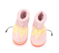 Tissting Heated Warming Booties, Electric Heated Foot Warmer USB Charging Soft Foot Heater Booties Rechargeable Plush Warming Shoes Heating Slippers(Pink)
