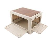 Tissting Household Folding Storage Box with Wheels, 41x29x24.5cm/16.14x11.42x9.65 Inch Wooden Cover Collapsible Multifunctional Camping Box Stackable Nicely for Picnic Outdoor Car Organization(White)