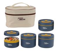 Tissting Insulated Bento Box, Round Bento Lunch Box with Lid and Bag, Portable Insulated Lunch Container Set, Round Microwave Safe Stackable Thermal Food Container (4 Insulated Box)