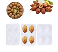 Tissting Kibbeh Rolls Maker Mold, 4 Grids ABS Meatball Mold, Non Stick Meatloaf Press Tool Manual DIY Homemade Meatballs Maker Kitchen Accessories for Making Fried Kibbeh