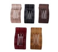 Tissting Large Duckbill Hair Clips 5 Pack 10cm/3.93in Flocked Secure Hold - Plaid Pattern Hair Accessories For Women Thick Thin Hair Updos Half Styles Black Red Brown Apric