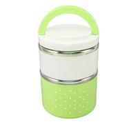 Tissting Lunch Box Stainless Steel, Lightweight Double Layer Anti Leakage Food Container with Handle for Students Adults Work School (Green)