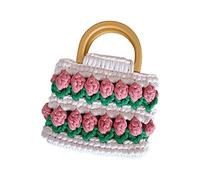 Tissting Macrame Bag DIY Kit, Floral Crochet Handbag Weaving Craft Set with Vibrant Tulip Design Large Capacity Polyester Gift for Women Girls Mother Valentine's Christmas