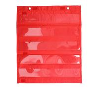 Tissting Magnetic Pocket Chart, 5 Row Schedule Organizer with Clear Transparent Pockets and Built in Magnets for Whiteboard, Classroom Home School Activities Vocabulary Math Exerci (Red)