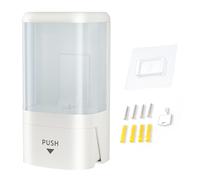 Tissting Manual Soap Dispenser Wall Mounted, Large Capacity 1200ml Big Button Dual Pump One Piece Construction Transparent Visible Window, YW-106 Model, for Bathroom Kitchen Restau (White)