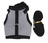 Tissting Mesh Harness for Small Pets - Breathable & Adjustable Chest Back Leash for Guinea Pig, Bunny, Pig, Dog - 2-Piece Set (S M/L, 8-14 inch/20-35 cm) (Grey)