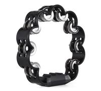 Tissting Metal Jingles Tambourine with Ergonomic Handle Black 25cm/9.8in for Clear Loud Tone - Double Row Bells Percussion Instrument for KTV Party Kids Adults Studio Stage Use