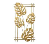 Tissting Metal Leaf Wall Decor, Modern Gold Hanging Wall Sculptures with Frame for Bedroom Living Room Kitchen Dining Room Office Decor (D)