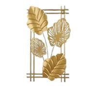 Tissting Metal Leaf Wall Decor, Modern Gold Hanging Wall Sculptures with Frame for Bedroom Living Room Kitchen Dining Room Office Decor (C)