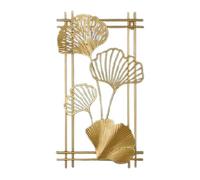 Tissting Metal Leaf Wall Decor, Modern Gold Hanging Wall Sculptures with Frame for Bedroom Living Room Kitchen Dining Room Office Decor (A)