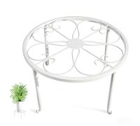 Tissting Metal Plant Stand, Indoor and Outdoor Planters Flower Pots Heavy Duty Holder, Single Layer Iron Plant Stand, Low Plant Pot Stand Balcony Living Room Flower Pot Shelf(Large-White)