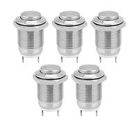 Tissting Metal Push Button Switch, Self Reset 1 Normally Open 2 Pins Stainless Steel Housing, 5 PCS, for Electromagnetic Starters Relays Horn Button DIY Projects and Car (Gaotou)