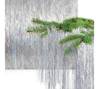 Tissting Metallic Silver Tinsel Icicles 12000 Strands For Festive Decorations - Shiny Streamers For Christmas Tree Party Supplies And New Year Disco Decor In 30 Centimeters/12 Inches Length