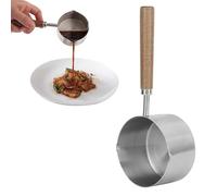 Tissting Milk Pan 200ml 304 Stainless Steel 3in Mini Saucepan Warmer Butter Melting Pot with Anti-Scalding Wooden Handle, Milk Butter Pan for Gas Stove