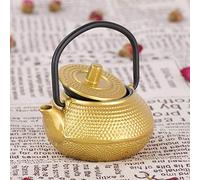 Tissting Mini Cast Iron Teapot, Hand-Carved Golden Japanese Style 7.2cm Decorative Teapots for Tea Ceremony Accessories, Home Décor Gift for Tea Lovers