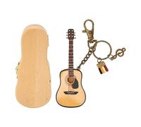Tissting Miniature Guitar with Keychain and Case, Cute Guitar Chain Key Ring, Musical Instrument Replica Collectible Home Decoration, Car Keyring Guitar Key Holder