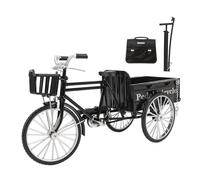 Tissting Miniature Tricycle 24 x 8cm Alloy Retro Desktop Mini Retro Style Alloy Classical Bike, Three Wheeled Flatbed Truck Model for Home Office (Black)