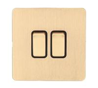 Tissting Modern 2 Gang Panel Switch, Stainless Steel Gold Plate, AC250V | Gold Tone Stainless Steel Plate Blends Seamlessly With Marble Backsplashes Or Dark Wood Accent Walls