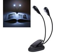 Tissting Music Stand LED Light, Clips On Music Standing Book Reading Mini Double Adjustable Arms Light LED Lamp for E-Reader Book Bed Headboard (8 Beads)