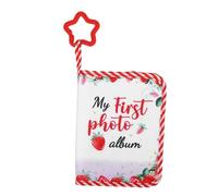 Tissting My First Photo Album with Safe Mirror, Strawberry Pattern Soft Cloth Book Baby Memory Album Holds 17 Photos 4x6 inches, for Infant Toddler First Year Keepsake Gift