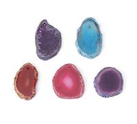 Tissting Natural Agate Slices, Multifunctional Irregular Drilled Agate Quartz Slabs for DIY Jewelry Making, 5Pcs 30-40mm, Craft Decoration Supplies for Home Office Wedding