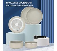 Tissting Nonstick Cookware Set 6PCS Ceramic Coating Detachable Handle - Advanced Non Stick Coating Cooking for Gas Induction Stoves 30cm/11.8inch (White)