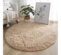 Tissting Nordic Style 2.6ft Round Shaggy Area Rug, Beige, 80x80cm/2.6x2.6ft
