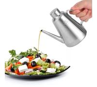 Tissting Olive Oil Dispenser Stainless Steel 600ml Olive Oil Pourer with Lid, Long Mouth Cooking Oil Container Soy Sauce Dispenser for Kitchen
