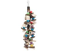 Tissting Parrot Chewing Toy with Corn Husk & Wood - Hanging Cage Accessory for Climbing and Biting, Provides Enrichment for Parrots, 8.3 Inches / 21 cm Long, Easy to Install Decor (L)