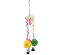 Tissting Parrot Set, Colorful Chewing Playing Ball Swing with Bells, Rattan Ball for Bird to Hang Climb and Bite, Stress Reduction Exercise Balance, for Small Medium Birds Parrot