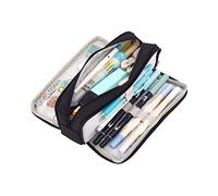 Tissting Pencil Pouch, Large Canvas Zippered Stationery Case with 3 Compartments 21.5x9x7cm for School College Office Organiser Students Teens Adults