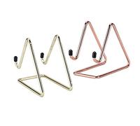 Tissting Phone Mount Stand 2Pcs Iron Triangular Design Rubber Head Protection - Holder For Tablets And Mobile Devices Stable On Desk With Gold Plating Paint And Compact Size 10.1cm (rose gold+gold)