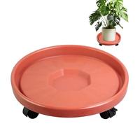 Tissting Plant Caddy with 4Pcs Wheels, OD 36cm ID 32cm Red Plastic Casters Rolling One Wheel Lockable Mover Round Rolling Plant Stand for Indoor Outdoor