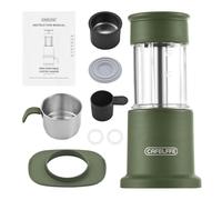 Tissting Portable Coffee Maker 2-in-1 Manual Press with 120ml Cup and 80ml Tank - Travel Coffee Machine Compatible with NES Capsules and Ground Coffee for Home Office Camping 11cm/4.33in (Green)