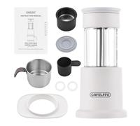Tissting Portable Coffee Maker 2-in-1 Manual Press with 120ml Cup and 80ml Tank - Travel Coffee Machine Compatible with NES Capsules and Ground Coffee for Home Office Camping 11cm/4.33in (White)